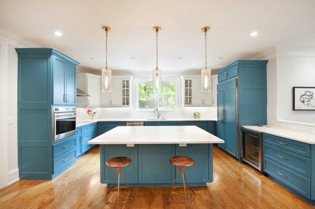 Teal Kitchen Custom Cabinets