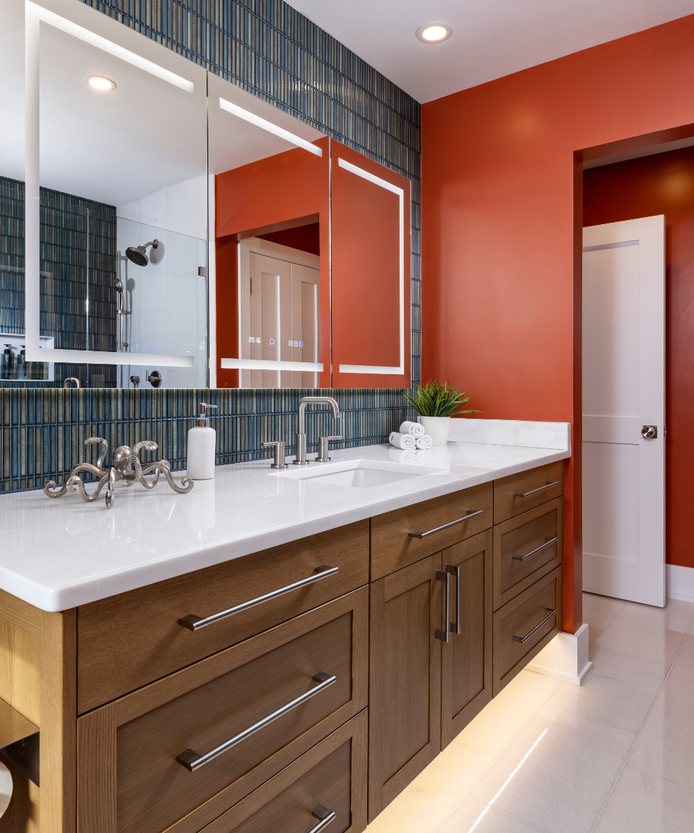 Vanity with Modern Oak Finish