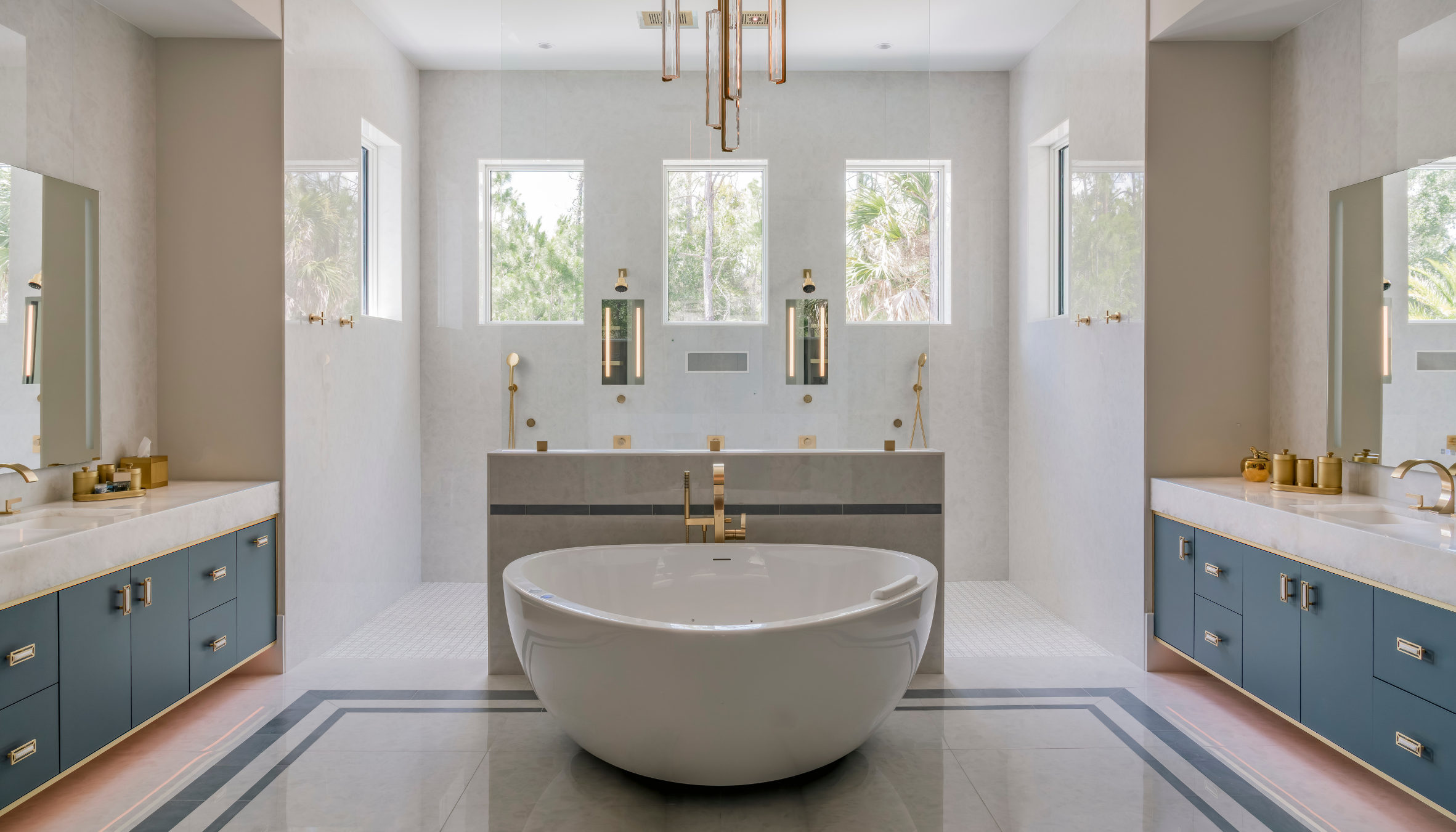 Custom Blue Bathroom Cabinets